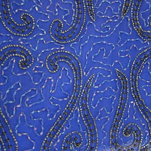 Vintage STENAY deep blue evening or cocktail beaded top, size Medium - Picture 4 of 5